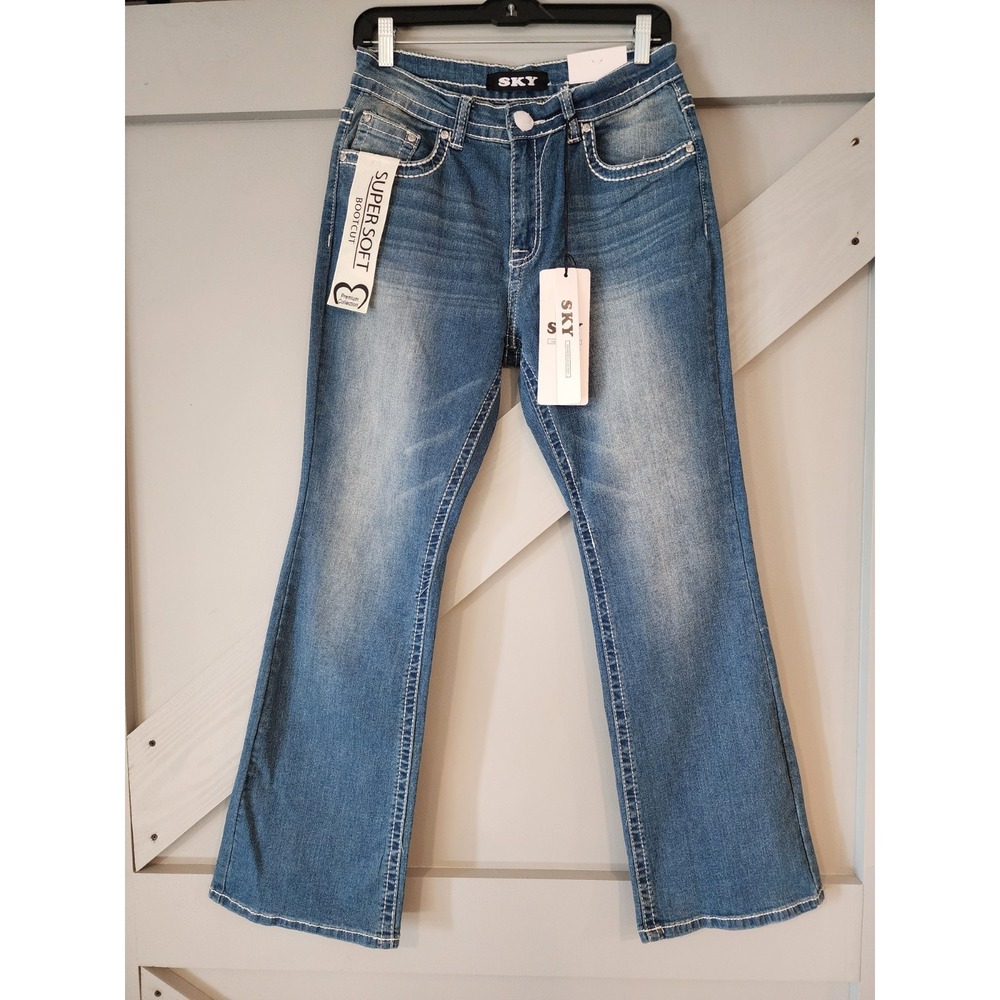 SKY Women's Super Soft Bootcut Jeans Size 11/12 Blue Denim Premium Collection